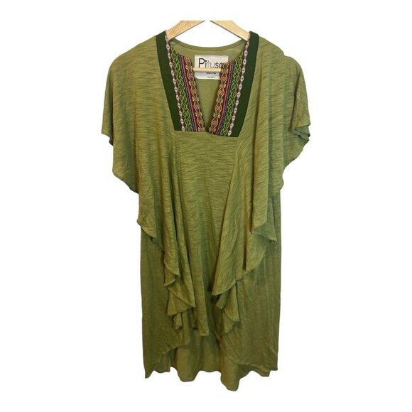 Pitusa Midi Green Cotton Dress Size Standard (Medium/Large) Embroidered NWOT - Picture 1 of 6